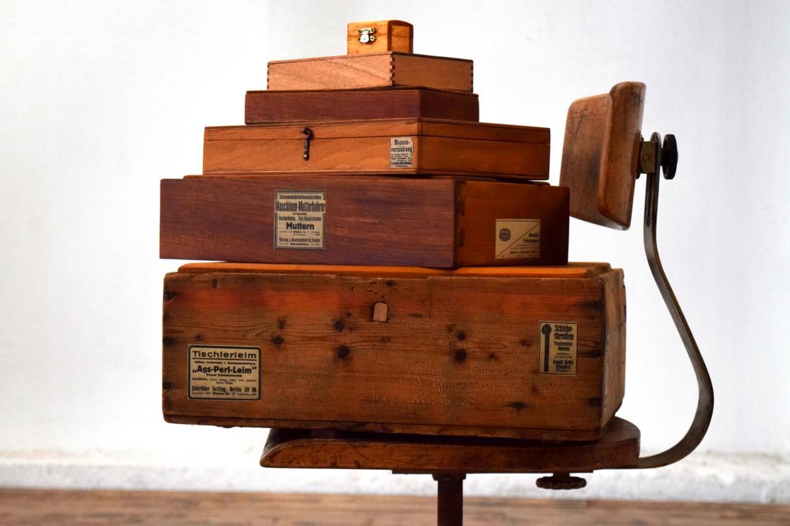 Set 6 x Kiste mit Deckel Holz Antik Alt Vintage Shabby Kasten Uhrmacher Truhe Loft
