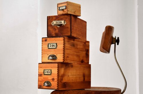 Set 4x Kiste mit Deckel Holz Antik Apotheker Vintage Kasten Alt Groß Loft Shabby