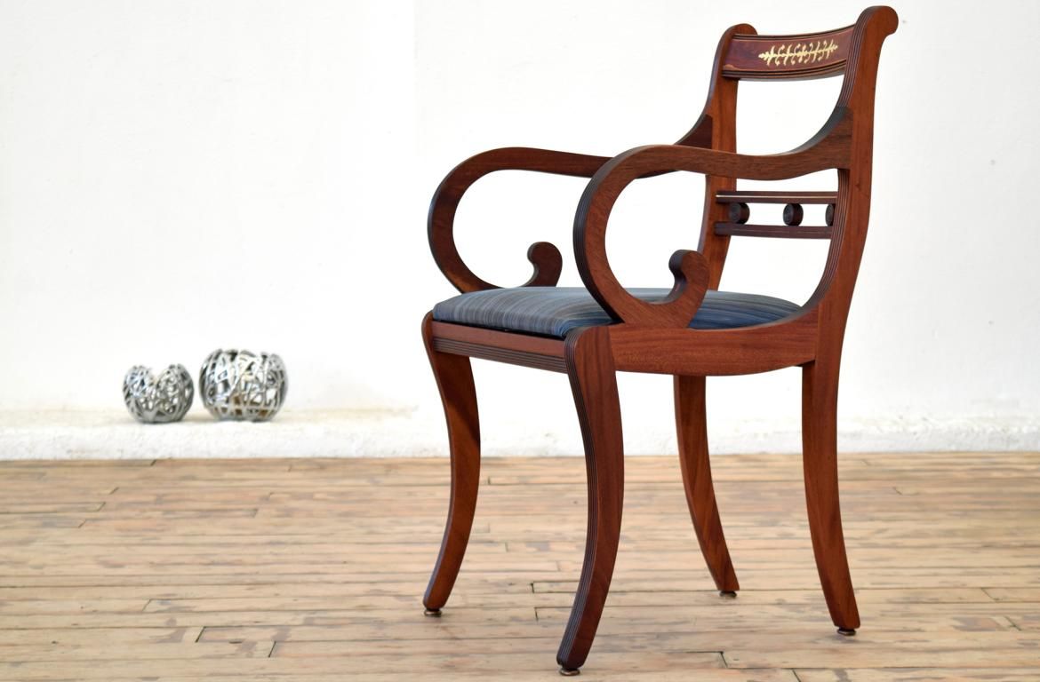 natürlicher Armlehnenstuhl Biedermeier Shabby Antik Alt Vintage Holz Mahagoni Maritim