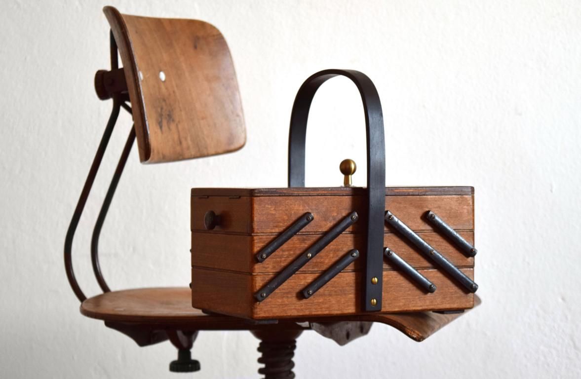 Nähkasten Shabby Klein Holz Vintage verschließbar Landhaus Alt Antik Nähkästchen