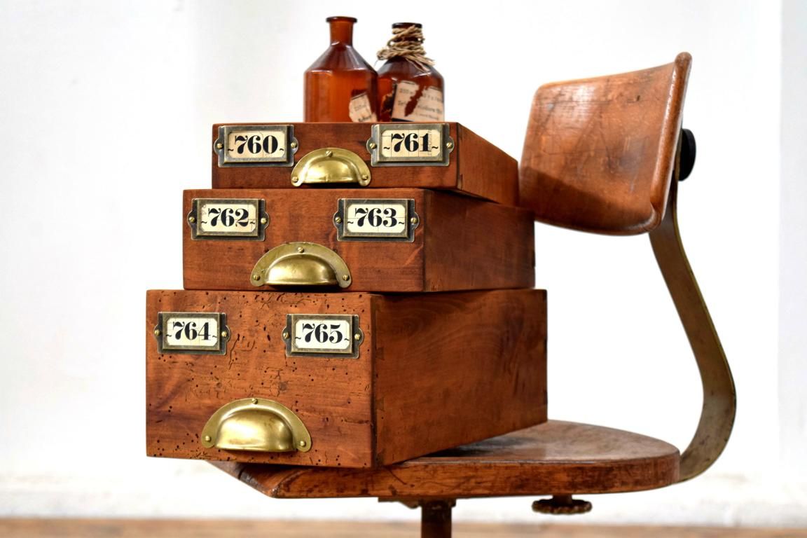 Set 3x Kiste mit Deckel Holz Antik Apotheker Vintage Kasten Alt Loft Uhrmacher dunkel