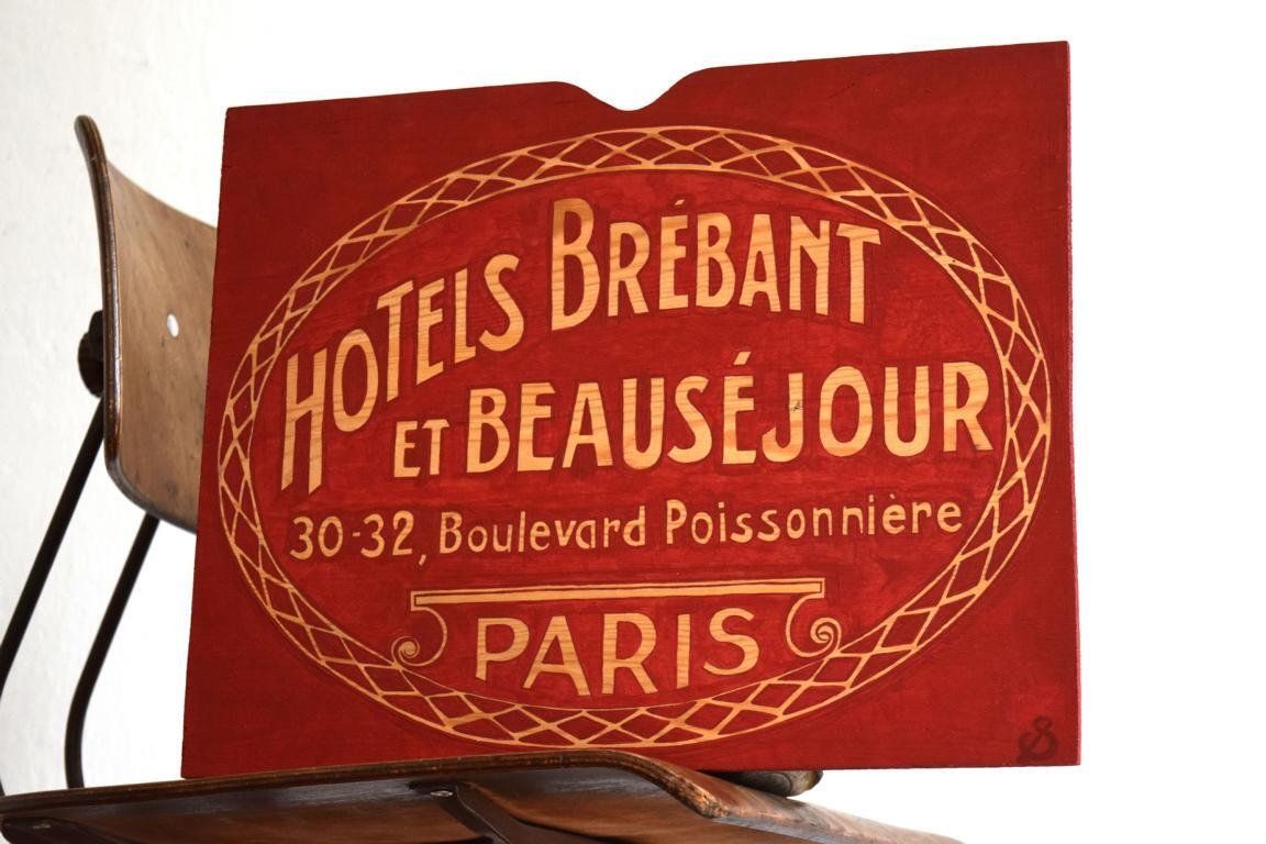 Hotelaufkleber Hotel Brebant Et Beausejour Paris Schild groß handgemalt