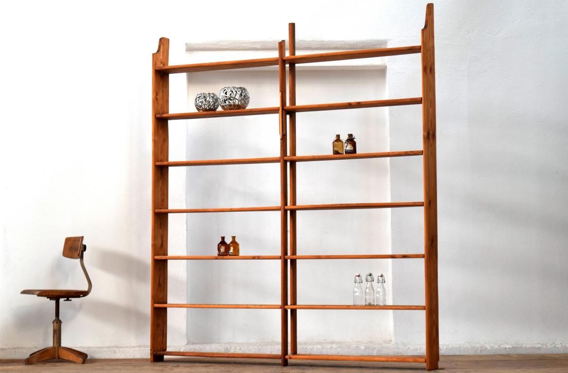 Bücherregal Antik Alt Vintage Holz Shabby Loft Regal Groß Art Deco Bauhaus Regalwand