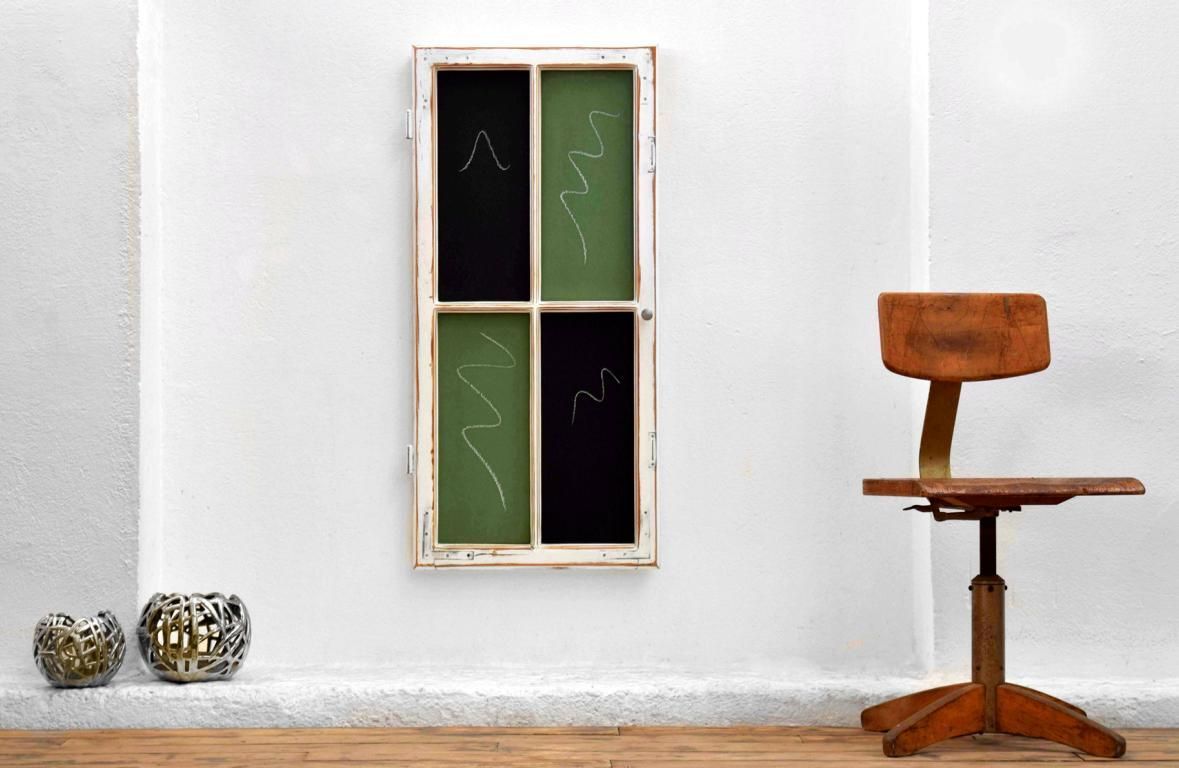 Kreidetafel Schreibtafel Wandtafel Antik Holz Alt Vintage Fenster grün schwarz groß