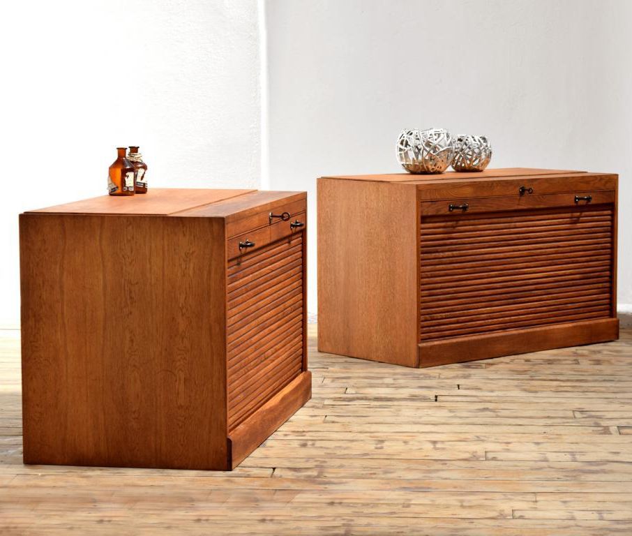 antikes Kobinationsmöbel Rollladenschrank aus Holz