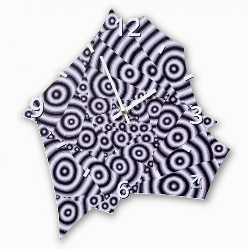 Uhr Wanduhr Amabi® Design Kunst Op Art Pop Art Vintage Schwarz Weiß Crazy