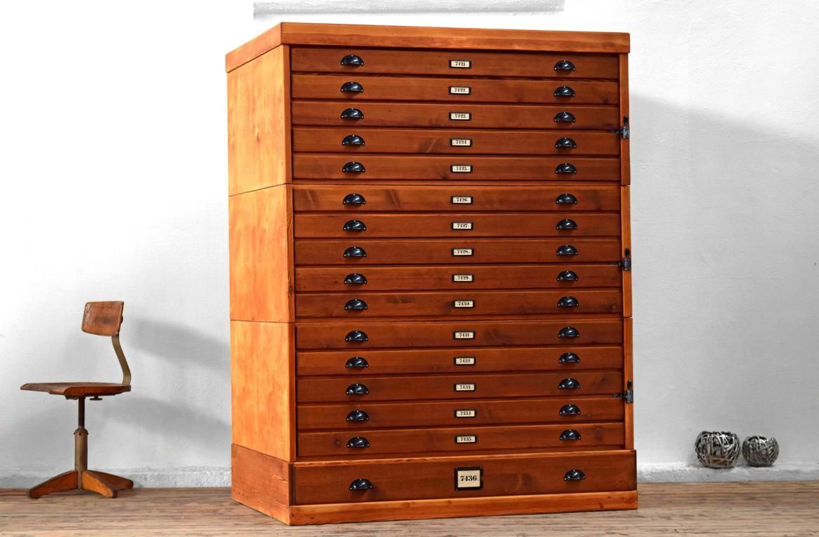 antiker Grafikschrank Zeichnungsschrank Planschrank A0 aus Holz