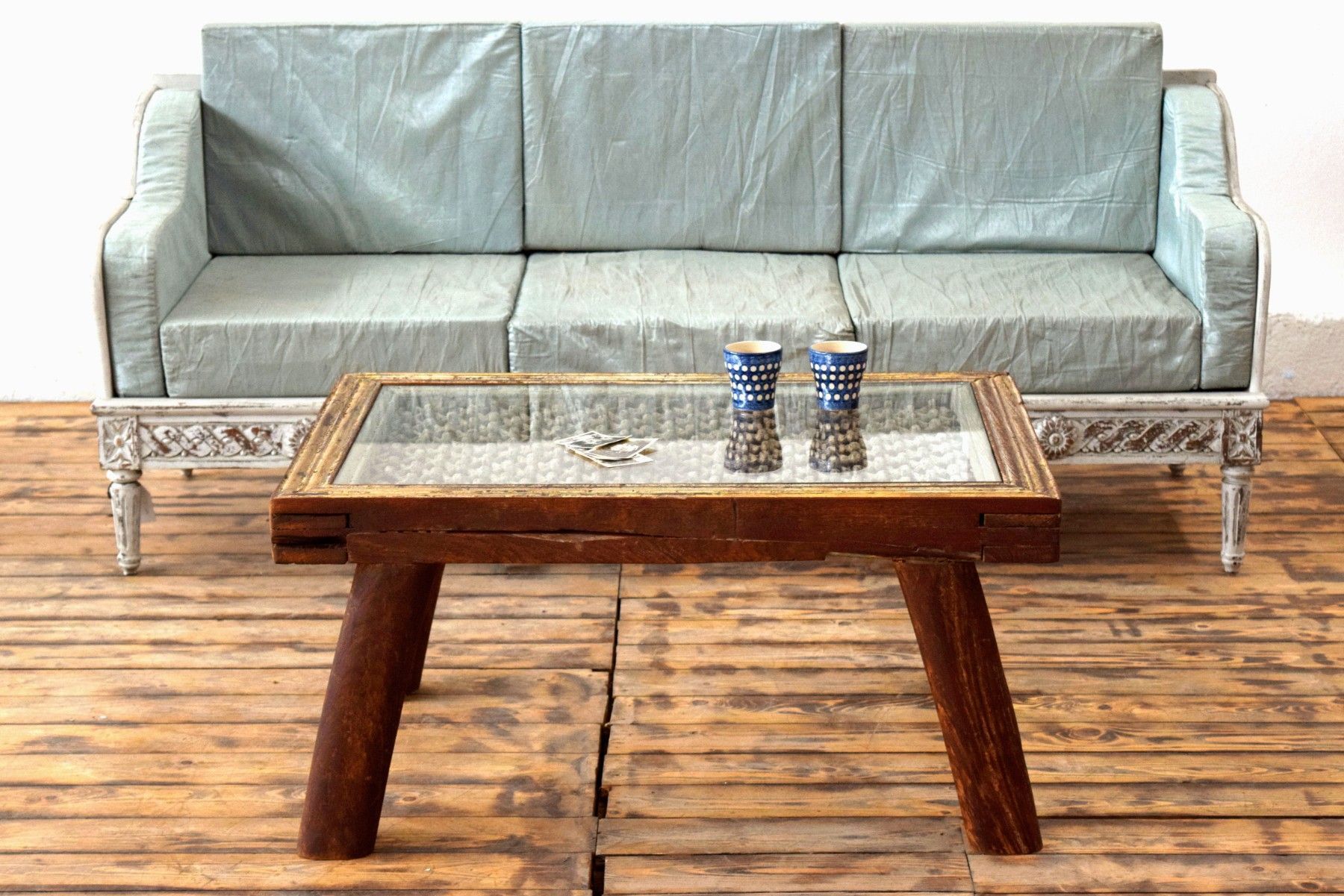 Couchtisch Jali Work Antik Vintage Alt Indisch Eisen Gitter Teak Holz Landhaus Metall