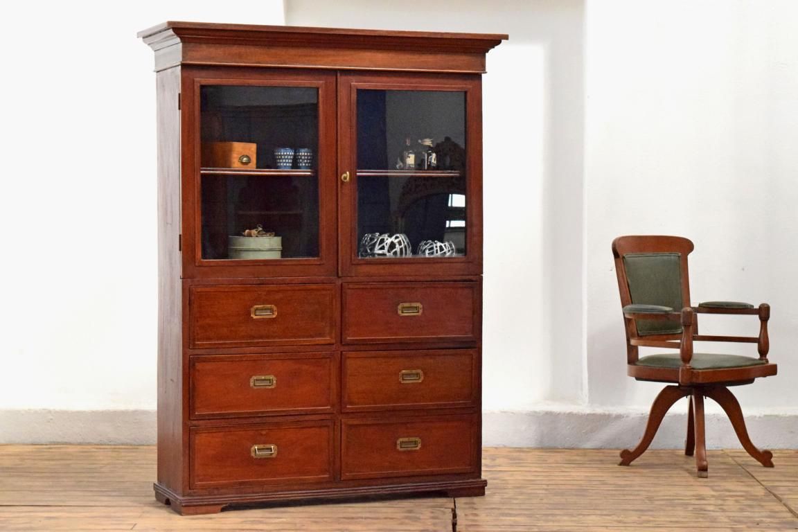 Kombinationsmöbel aus Schubladenschrank und Vitrine Teak Holz