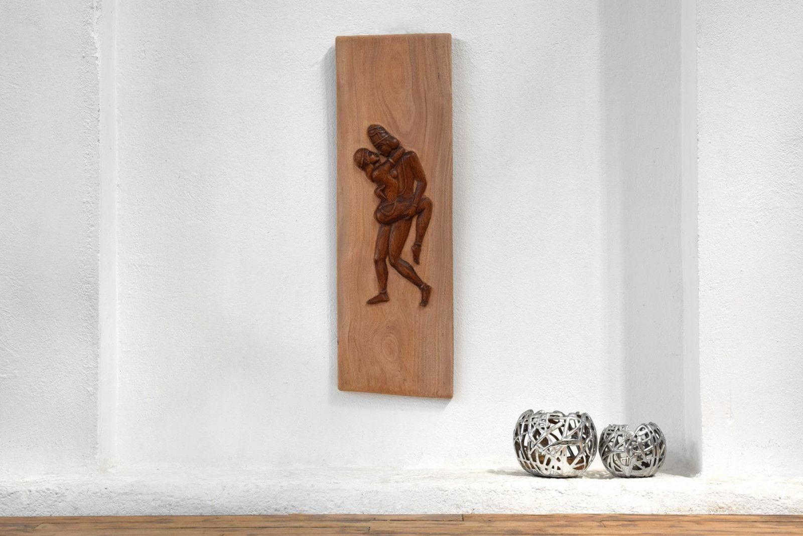 Kamasutra Relief Mahagoni Teak 94x30cm Vintage Holz geschnitzt Wandbild Groß Antik
