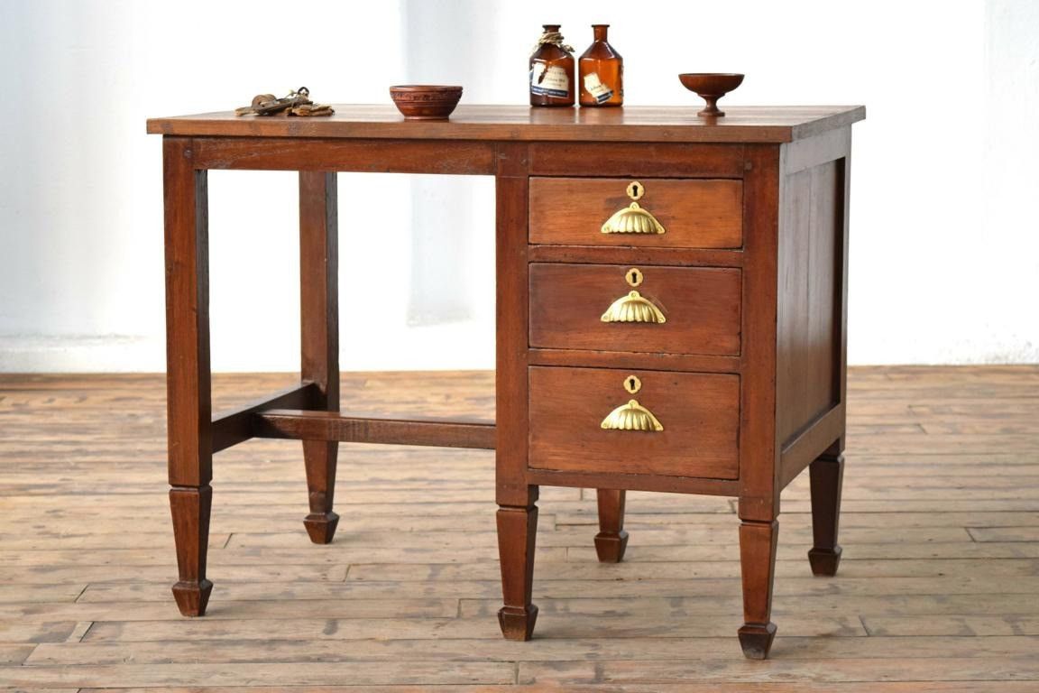 Schreibtisch Antik Teak Holz Uhrmacher Schmuck Klein Vintage Alt Bürotisch Lof