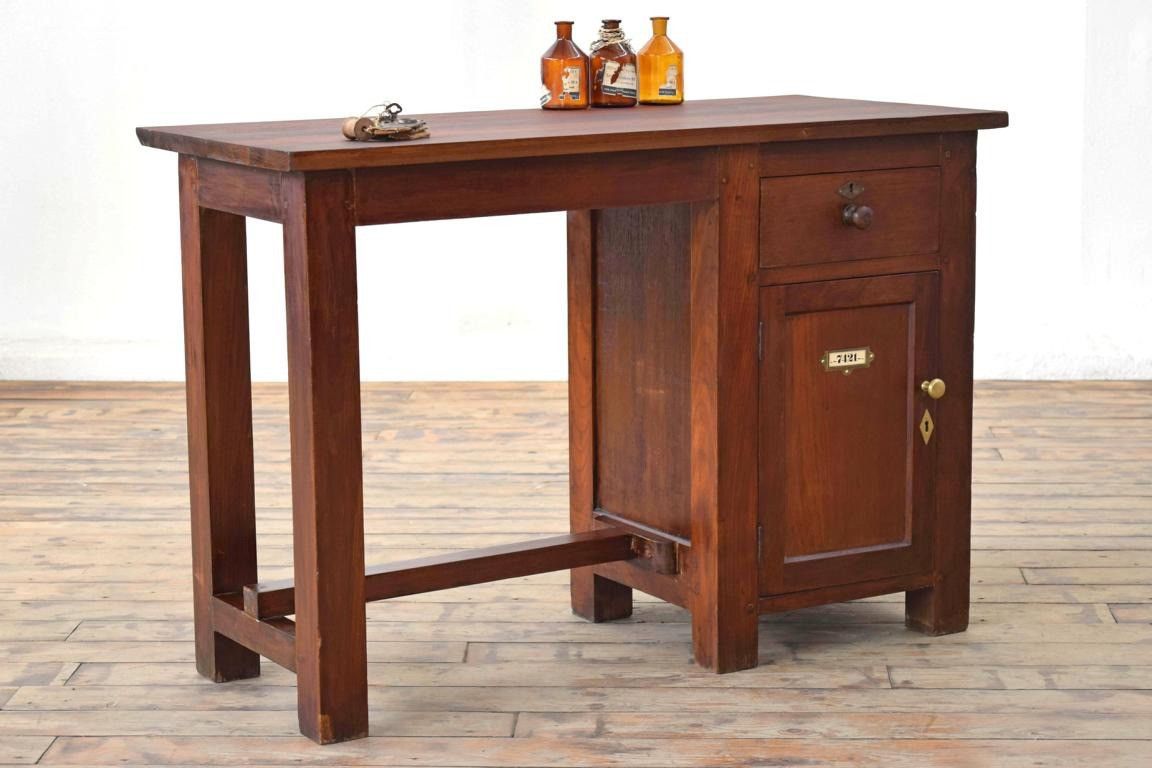 Schreibtisch Antik Teak Holz Uhrmacher Industriedesign Vintage Alt Bürotisch Fabrik
