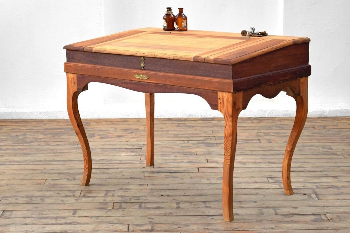 natürlicher Schreibtisch Teak Holz Louis Shabby Vintage Alt Sekretär Antik