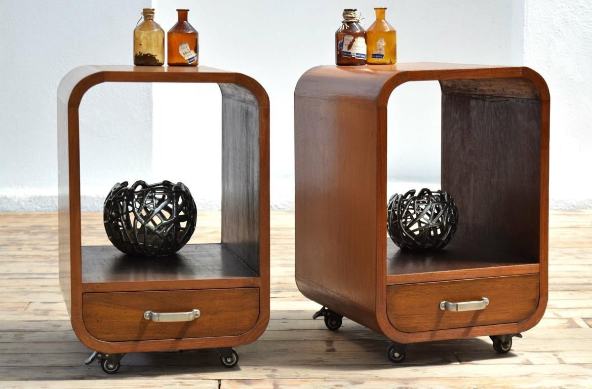 Beistelltisch Antik Bauhaus Vintage Teak Holz Art Deco Alt Regal Sideboard
