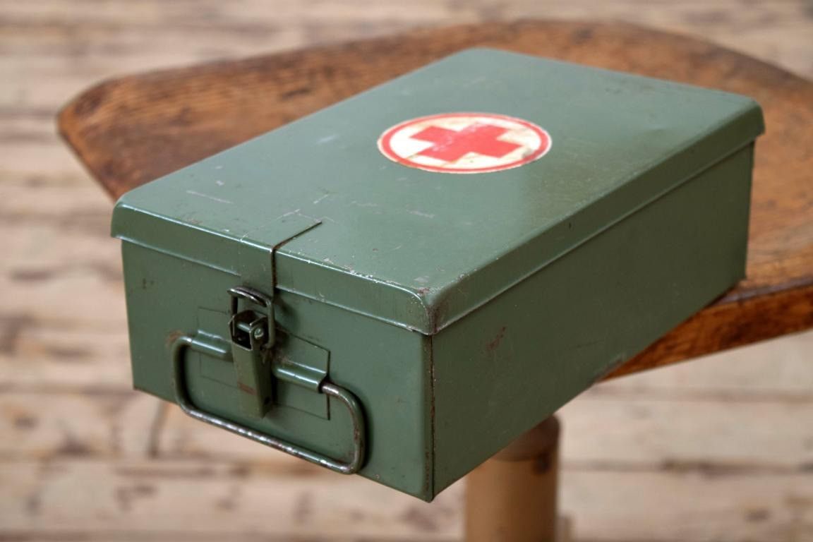 DDR Verbandskasten Alt Medizinkasten Antik Vintage Grün Oldtimer Sanikasten Auto