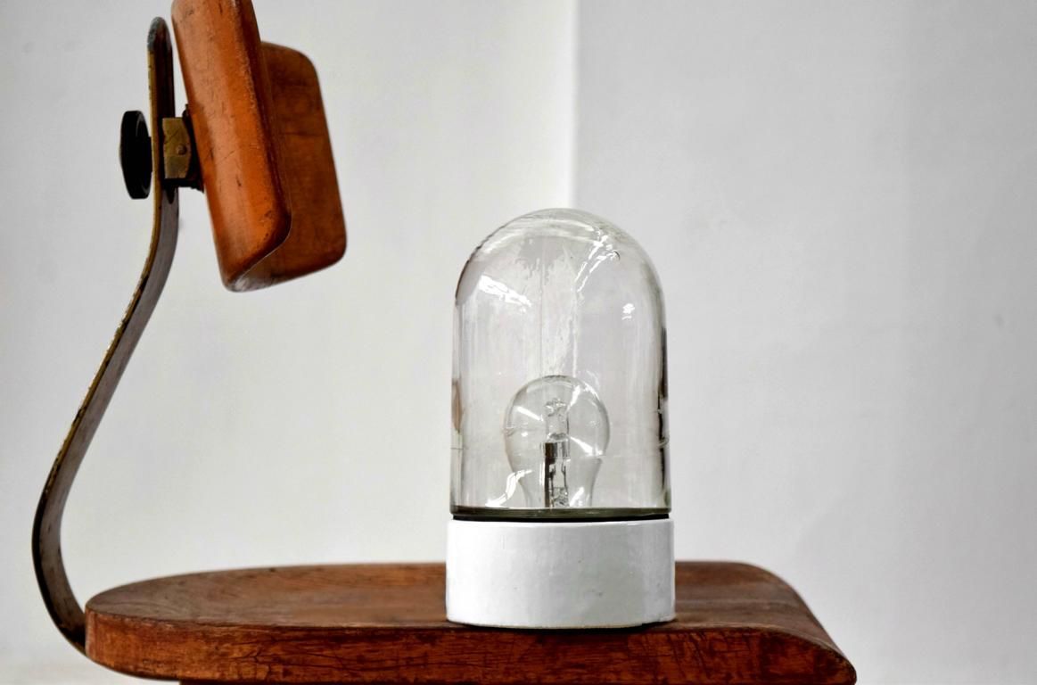 Glaskolbenlampe Hoflampe Antik Alt Keramik Lampe Art Deco Fabriklampe Vintage Weiß