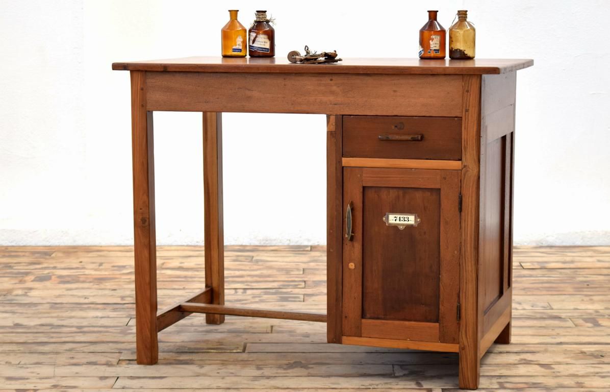 Schreibtisch Antik Teak Holz Uhrmacher Vintage Alt Bürotisch Bauhaus Art Deco Klein