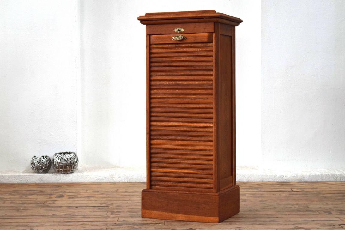Rollladenschrank Holz Alt Aktenschrank Vintage Schubladenschrank Antik Eiche massiv