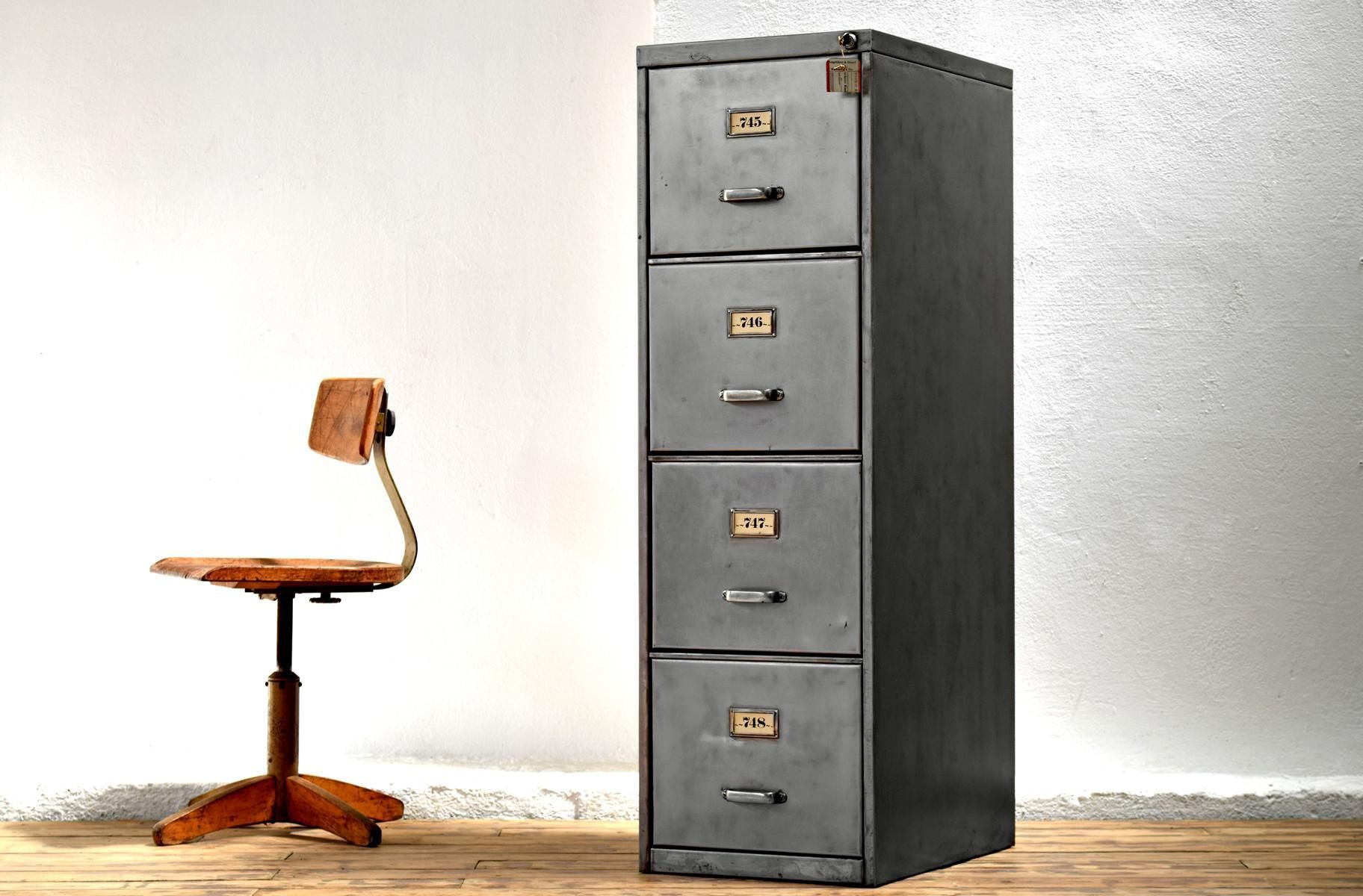 Schubladenschrank Antik Alt Hängeregistratur Metall Loft Vintage