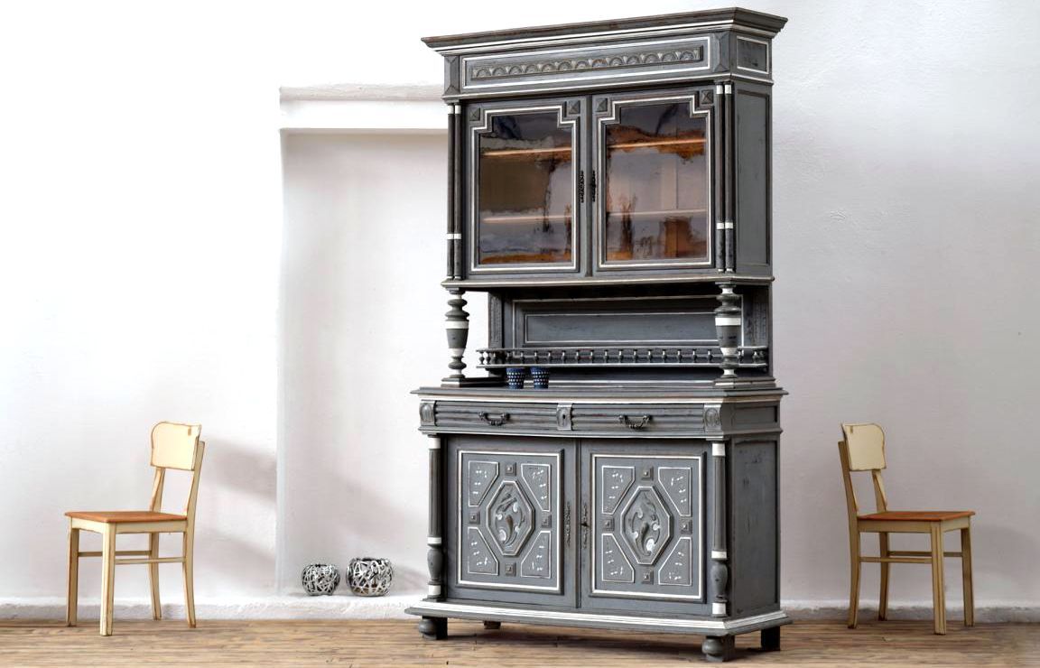 Buffetschrank Frankreich Landhaus Alt Antik Vintage Holz Vitrinenschrank Shabby Loft