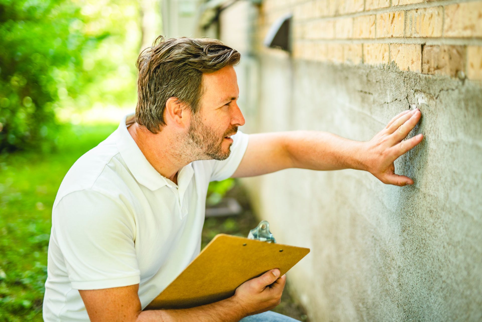 An engineer is checking the house structure.