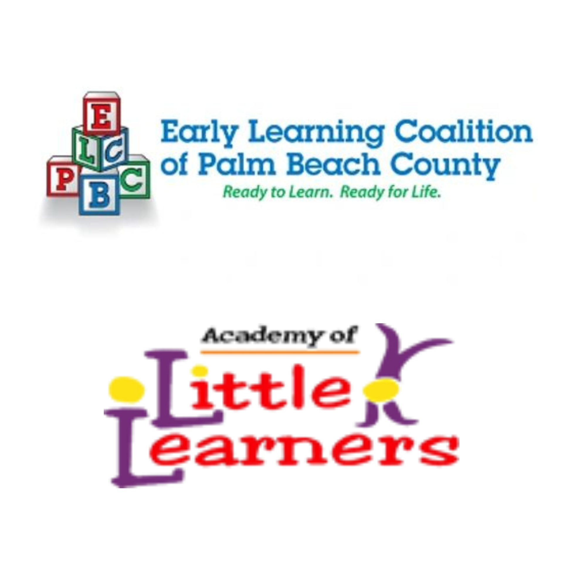 A logo for the early learning coalition of palm beach county and the academy of little learners