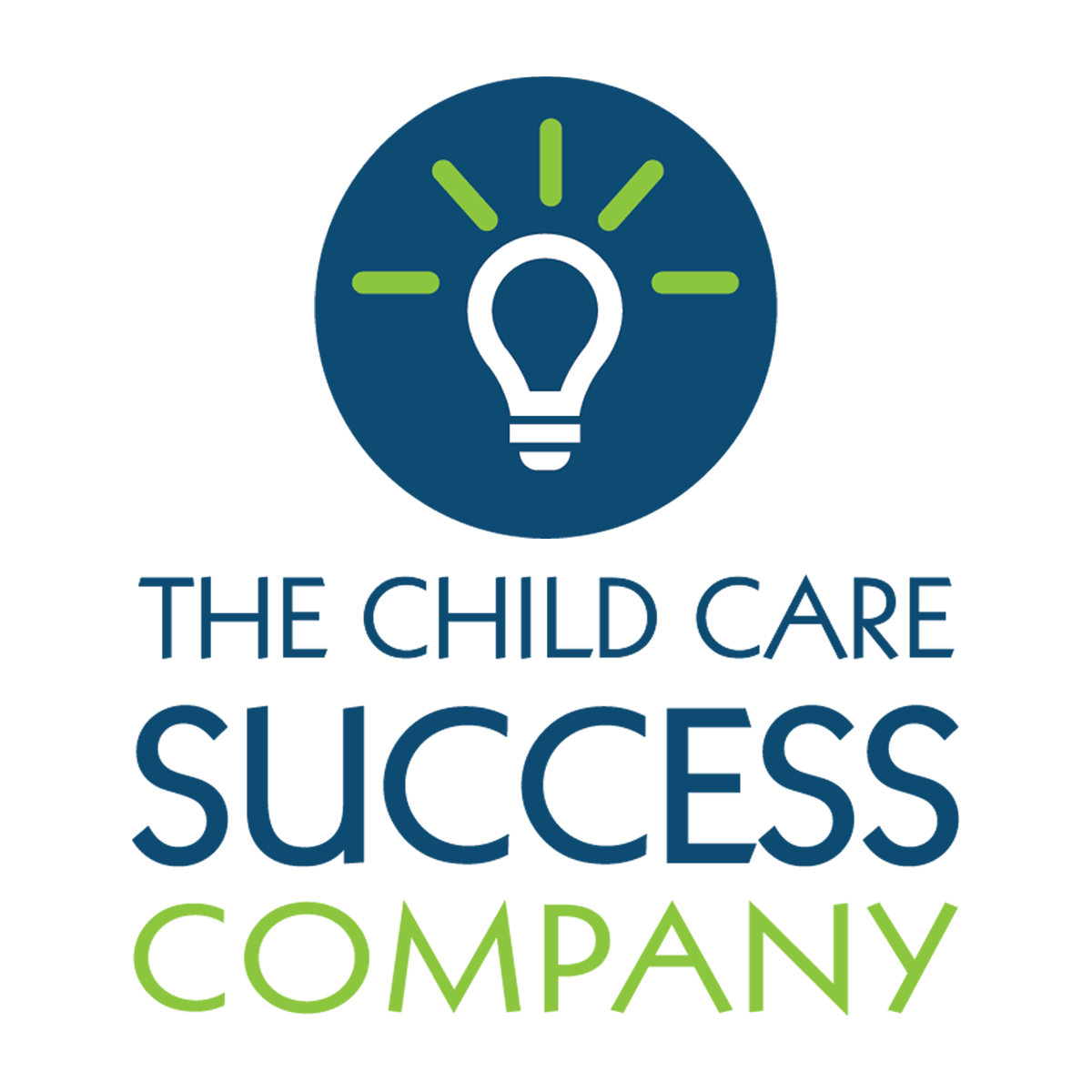 A logo for the child care success company with a light bulb