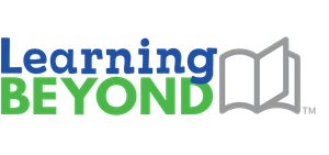 The logo for learning beyond has a book on it.