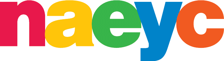 The word naeyc is written in colorful letters