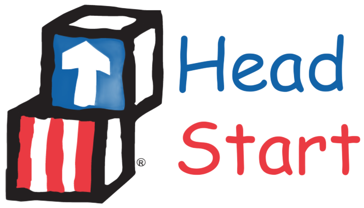 Head Start logo with stacked blocks, blue and red, with an upward arrow. The text reads 