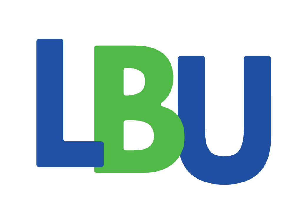 LBU initials logo: Blue