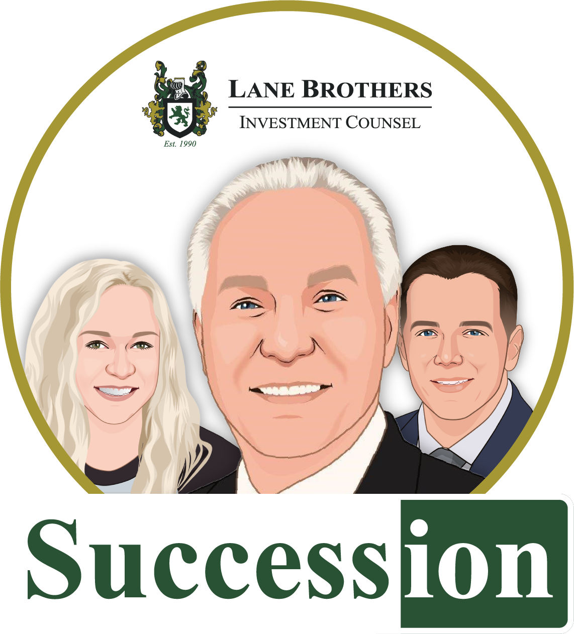 A logo for lane brothers investment counsel shows a man and two women