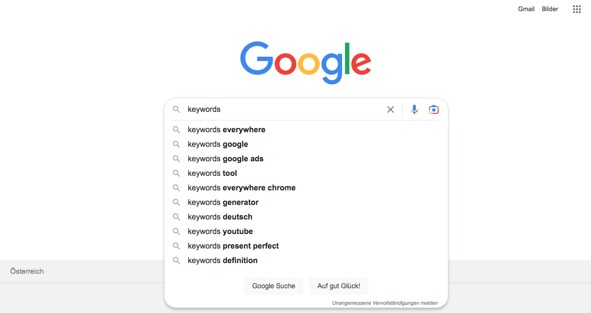 Google Keyword Suche
