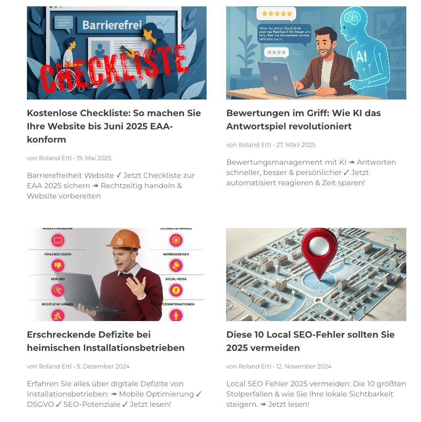 Ansicht eines Ausschnitts der Website, wie sie ein User sieht