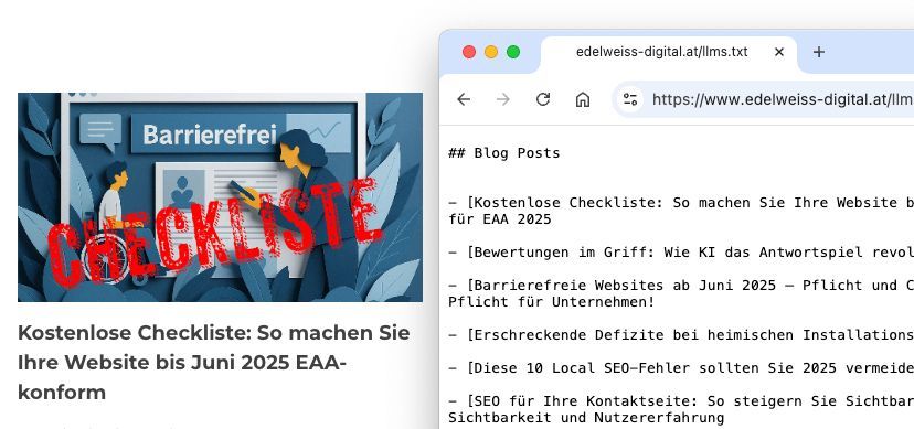 Strukturierte llms.txt-Datei zur KI-Optimierung einer Website