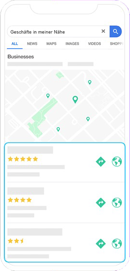 Google Lokal-Pack am Smartphone dargestellt