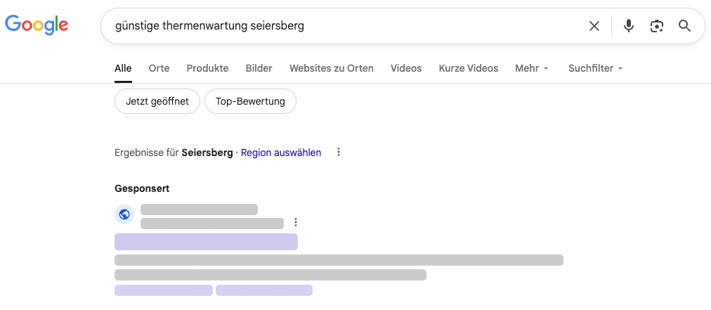 Mockup einer Google Werbeanzeige