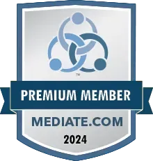 Mediate.com Premium Member badge, 2024. Features a blue and silver shield with interlocking circles and text.