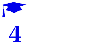 A blue graduation cap icon positioned above the blue number 4.