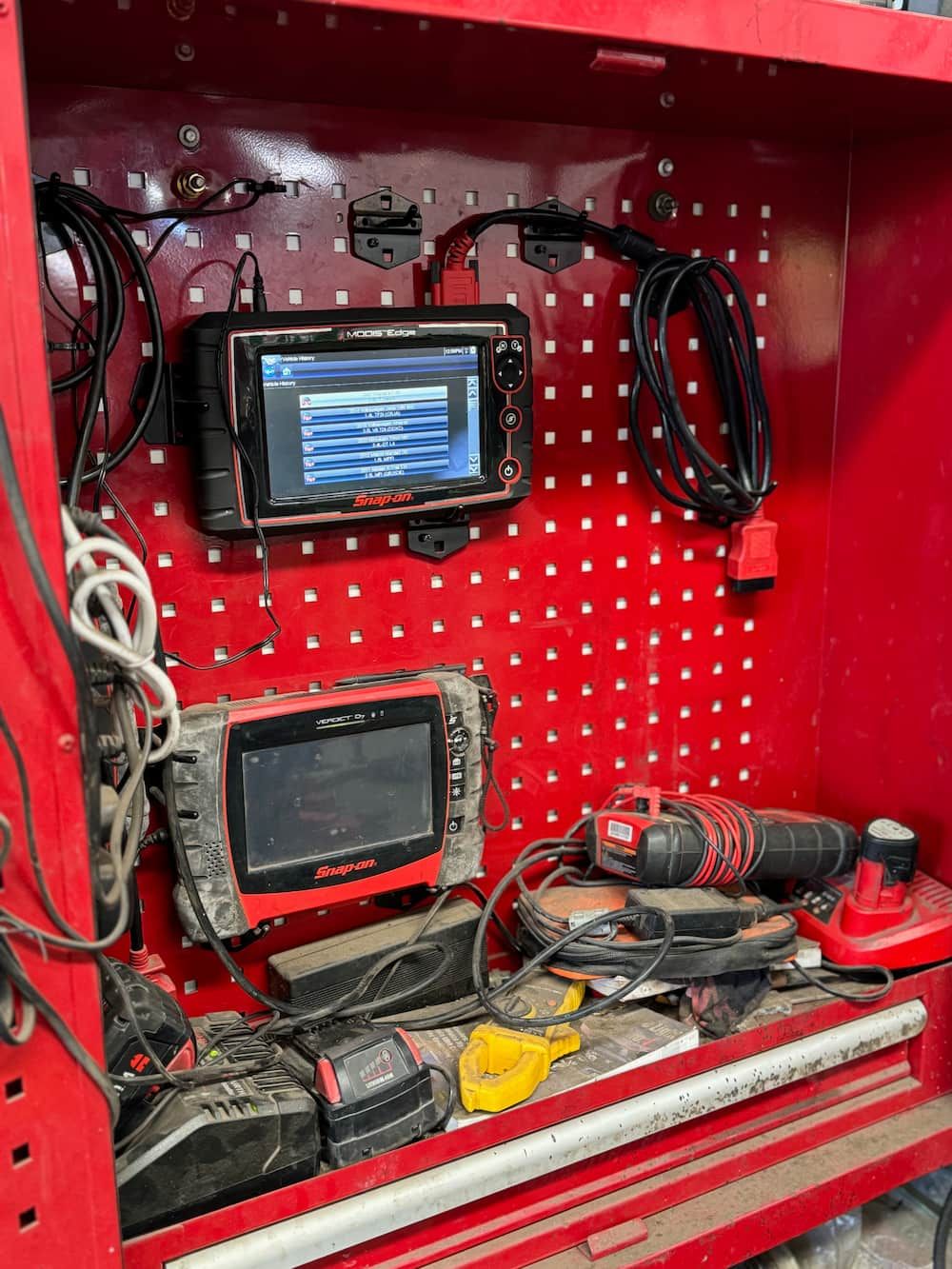A Red Toolbox Filled With Lots Of Tools And Electronics — Wayne Devlin Mechanical In Bundaberg Central, QLD