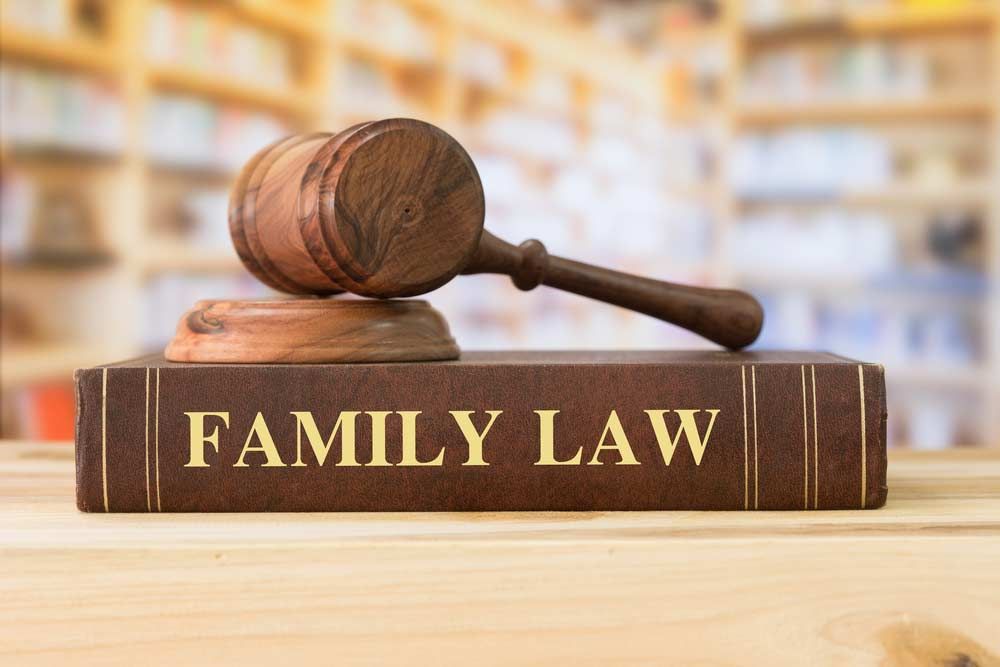 A Wooden Gavel is Sitting on Top of a Book Titled Family Law — Peterson Property Valuations In Caloundra West, QLD