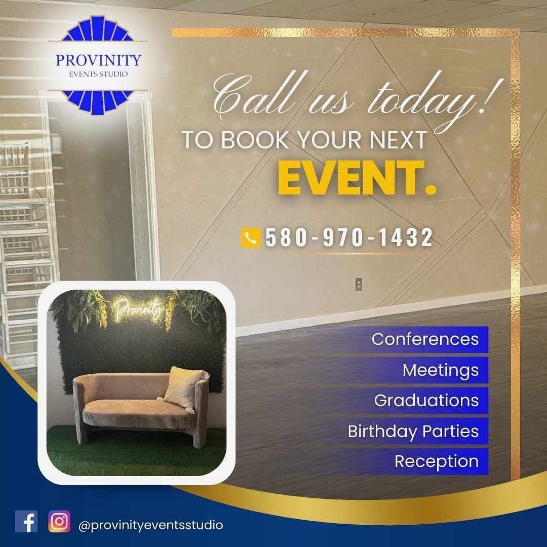 A poster that says call us today to book your next event