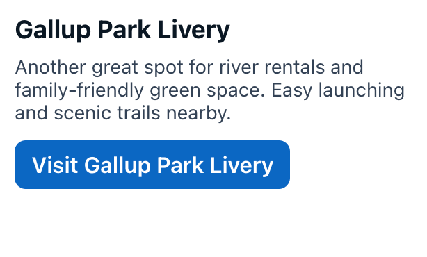 Gallup Park Livery
Another great spot for river rentals and family-friendly green space. Easy launching and scenic trails nearby.