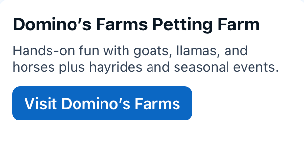 Domino’s Farms Petting Farm
Hands-on fun with goats, llamas, and horses plus hayrides and seasonal events.