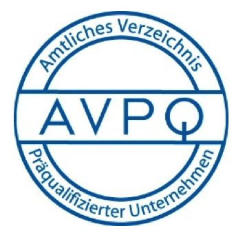 Ein blauer Kreis mit dem Wort avpq darauf
