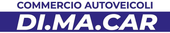 Logo DIMA.CAR con testo bianco su sfondo blu. Il testo 