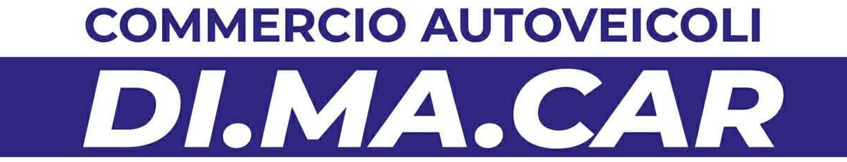 Logo DIMA.CAR con testo bianco su sfondo blu. Il testo
