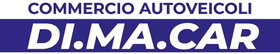 Logo DIMA.CAR con testo bianco su sfondo blu. Il testo 