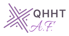 A purple and black logo for a company called qnht a.f.