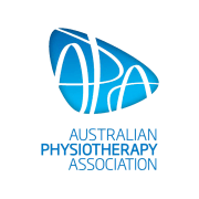 The logo for the australian physiotherapy association is blue and white.